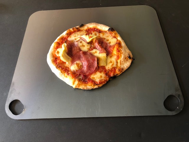 14" x 16" X 1/4 (0.25) with finger holes- The Standard in Baking oven steel & Reversible -Baking Oven Steel, pizza steel,  Two good sides unlike any other steel sold.